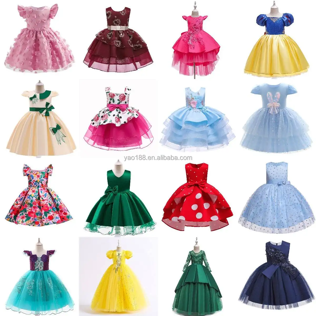 Vestido de princesa a la moda, vestidos de encaje de verano 2024 para niños, vestidos de actuación para niñas de 2 a 15 años, vestido de baile corto informal estampado