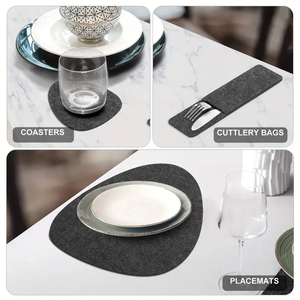 Sets de table en feutre mince à motif géométrique, design moderne, durables, antidérapants, lavables, écologiques pour la cuisine et les dîners de Noël - Product Image 5