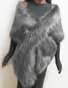 Luxury Tippet Multicolor Women Top Fluffy Faux Fox Fur Factory Sale Thick Wear Dinner Party Coat