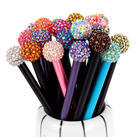Luxe Noir Bois Acrylique Boule Diamant Pierre Crayon Promotionnel Crayon Cadeau Stylo Crayon pour Étudiant Fournitures De Bureau Logo Personnalisé