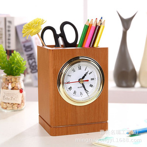 European Retro <b>Solid</b> <b>Wood</b> <b>Desk</b> Clock Quartz Silent Circular Design Handmade Gift - Product Image 4