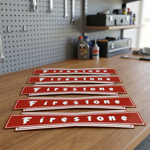 Plaque signalétique rectangulaire en métal Fire Stone découpée sur mesure, impression sérigraphique rouge et blanc, panneau publicitaire - Product Image 2