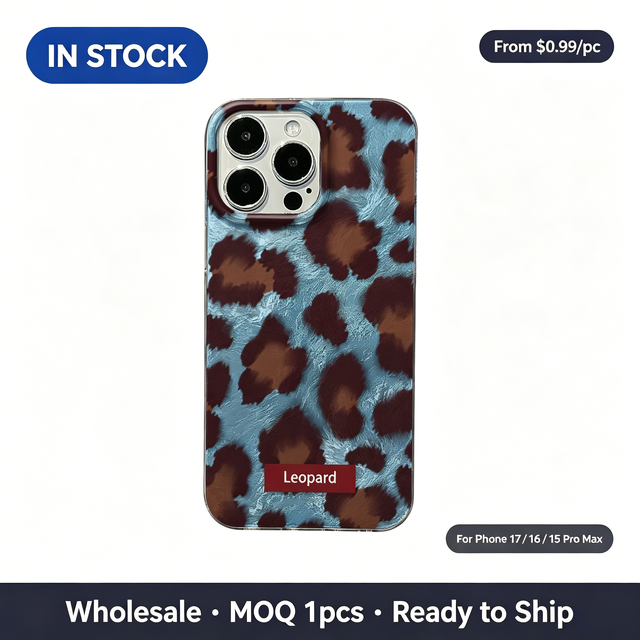 Blue Amber Leopard Pattern Holographic TPU Case, Luxury Shockproof Cover with Angel Eye for iPhone 17 16 15 14 13 Pro Max