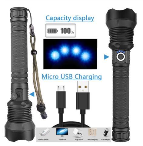 Rechargeable Powerful Tactical LED Flashlight Torch Light Lamp 4000Lumen XHP70 & XHP50 Aluminum Alloy Body 18650 26650 Battery