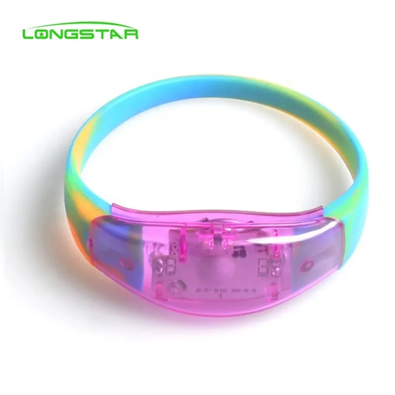 Novelty Adjustable Fashion Portable LED Glow flashing Wristband Voice Control Light Up Wrist Band Party Concert