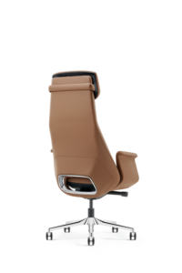 Chaise de bureau en cuir véritable au design moderne, pivotante à hauteur réglable avec rembourrage fonctionnel - Product Image 4