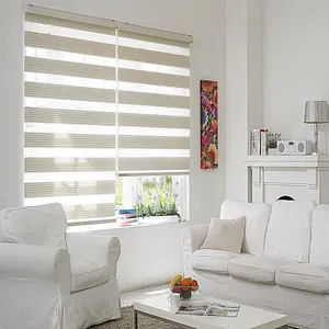 Neuer Natur-Stil hochwertig Kanada Indoor Horizontale Fenster-Ausblendung Doppelrollo Vorhang benutzerdefinierte Größe elektrische Zebra-Jalousien