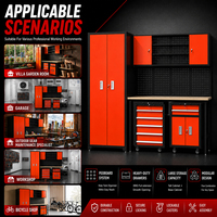 Système de rangement modulaire industriel pour garage, établi robuste avec armoire à outils et panneau perforé pour atelier et espace de travail