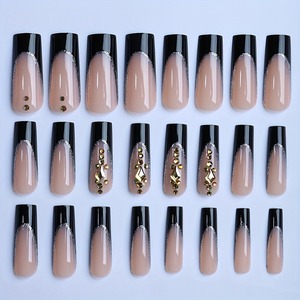 Smalto Protettivo per Unghie di Grande Successo Adesivi per Unghie di Lusso Stile French <span class=keywords><strong>Nero</strong></span> con Cristalli Manicure Chic per Ragazze - Product Image 4
