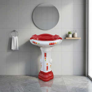 Big Sterling Ceramic Square Pedestal Washbasin Set with Modern Design for <b>Bathroom</b> and Mall Use - Product Image 1