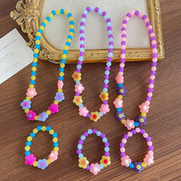 Ensemble collier et bracelet en acrylique couleur gelée coréenne, bijoux délicats pour bébé, cadeau d'anniversaire pour filles