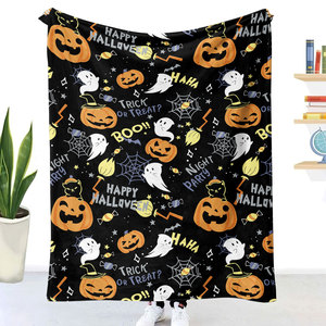 Couverture de canapé personnalisée éco-responsable pour Halloween, motif à pois tricoté, en flanelle et polaire Sherpa, pour toutes les saisons, usage domestique et en voyage - Product Image 5