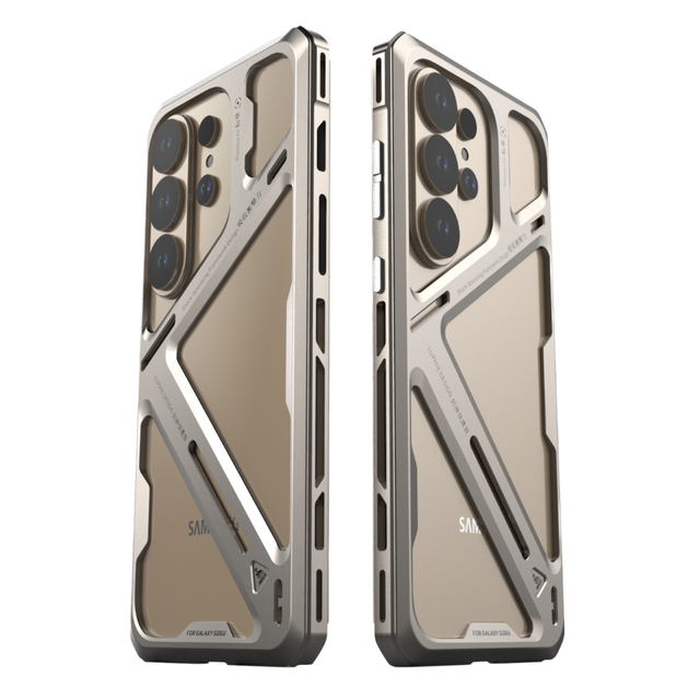 Lock Metal Aluminum Alloy Armor Hollow Bumper Case for S26 Ultra S25 Ultra Shockproof Cover + Lens Protector + Front