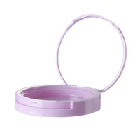 Palette de blush ronde OEM ODM à compartiment unique, étui cosmétique vide à couvercle transparent, emballage de poudre de blush en AS/ABS, logo personnalisé