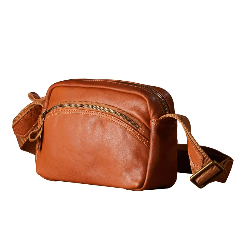 Handgemaakte Echt Lederen Mannen Cross Body Huishoudtas Casual Outdoor Koeienhuid Lederen Schoudertas Mannelijke Dagelijkse Kantoortas