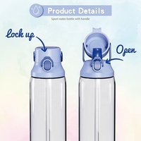 Bouteille d'eau portable en plastique sans BPA de 32 oz avec paille et couvercle pop-up, étanche, emballage en sac à bulles unisexe pour usage extérieur