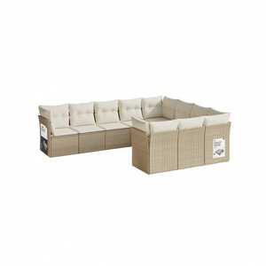 Ensemble de canapés de jardin modulaires Ikea en rotin beige, mobilier d'extérieur au design contemporain, coussins en mousse haute densité - Product Image 1
