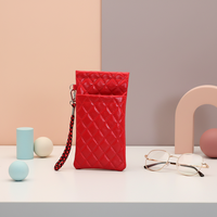 Étui à lunettes portable en cuir PU souple à double couche avec fermeture éclair et sangle, pochette de rangement étanche pour lunettes