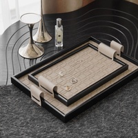 Plateau de Rangement Multifonctionnel en Cuir PU pour Bijoux, Organisateur de Bureau Élégant, Plateau Décoratif pour Parfums et Objets Divers