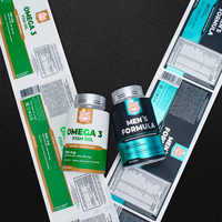 Étiquette autocollante personnalisée en rouleau pour bouteille de vitamines BOPP, étiquette de complément multivitaminé sous marque privée, impression en relief Braille, étiquette imperméable