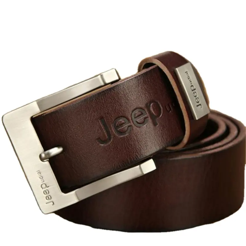 Guangzhou custom logo alloy pin buckle brown and black 100% genuine leather belt for men 100 pure cow leather belt