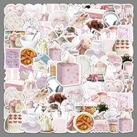 50 Pièces Nœuds Papillon Style Instagram Rose Blanc Mignon Frais Cœur de Fille Étanche Décoratif pour Téléphone, Journal et Électronique Grand Public