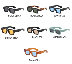 แว่นกันแดดทรงสี่เหลี่ยมสีดำ Imamba Custom Logo UV400 ดีไซน์หรูหราสไตล์เรโทรวินเทจ กรอบสีน้ำเงิน แฟชั่นทรงสี่เหลี่ยมผืนผ้า - Product Image 5