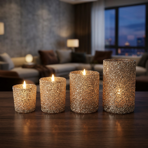 Sonnet Decor Porte-bougie et support en verre fait main Modèle 2055 1 couleur Impression numérique Décoration d'intérieur Bougie votive de Noël - Product Image 1