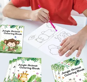16 unità di animali della giungla per bambini libro da colorare per bambini festa di compleanno cartone animato libro di Doodle a colori libro di disegno