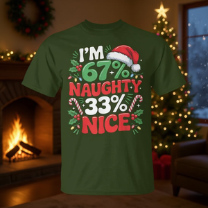 Camiseta navideña Naughty And Nice 67 Percent Meme para Gen Alpha - Product Image 3