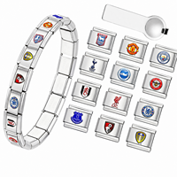 Bracelet modulaire en acier inoxydable avec breloque 3D en forme de badge de club de football anglais, bijoux de mode italiens, accessoires pour fans, vente en gros