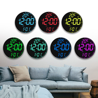 Jam dinding Led Digital, jam dinding Digital Led, mewah, kamar tidur, jam dinding elektronik bulat, jam dinding Led, dengan tampilan besar