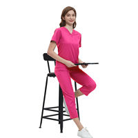 Seragam Perawat Klasik Terbaik, Set Seragam Medis Warna Solid Sederhana, Desain Seragam Perawat untuk Wanita