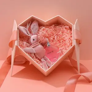 Luxo personalizado papelão embalagem caixas caixa crianças roupas cueca meias rosa presente embalagem coração em forma papel caixa