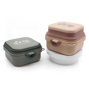 Xách Tay Vật Nuôi Du Lịch Thực Phẩm Lưu Trữ <span class=keywords><strong>Container</strong></span> 2 Trong 1 Đôi Silicone Đóng Mở Gấp Vật Nuôi Con Chó Thực Phẩm Nước Bát - Product Image 2