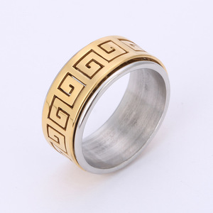 <span class=keywords><strong>Bague</strong></span> ouverte tendance en acier inoxydable, motif Grande Muraille rotatif, plaqué or 18 carats, unisexe, <span class=keywords><strong>prix</strong></span> bas, haute qualité, vente chaude - Product Image 3