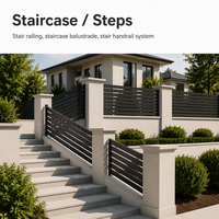 Rampe de clôture murale en aluminium et acier galvanisé pour la sécurité domestique et l'utilisation sur les escaliers, garantie 5 ans et plus