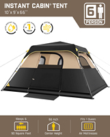 Tente de camping familiale portable d'été, imperméable, instantanée, à une chambre, installation en 60 secondes, résistante au vent, avec sac de transport