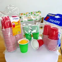 2oz Mini Merah Biru Gelas Plastik Sekali Pakai Isi 50 untuk Pesta