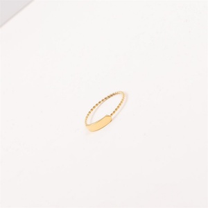 Anillos de Moda, Joyería Chapada en Oro, Anillos Cuadrados Lisos y Trenzados para Mujer - Product Image 3