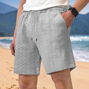 Shorts d'été pour hommes, coupe ample, couleur unie, bleu clair, polyester, cordon de serrage, sport, décontracté, plage - Product Image 4
