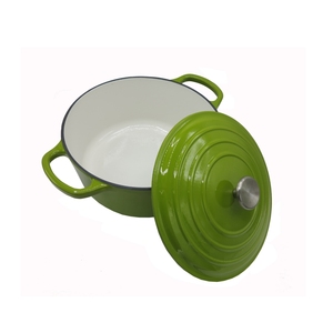<span class=keywords><strong>Cocotte</strong></span> <span class=keywords><strong>en</strong></span> <span class=keywords><strong>fonte</strong></span> émaillée brillante verte, antiadhésive, compatible lave-vaisselle et four, pour restaurants - Product Image 2