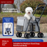 Carrito de Paseo para Mascotas con Ruedas Reforzadas Resistentes al Desgaste, Portavasos Integrado y Diseño Plegable Fácil para Paseos Diarios