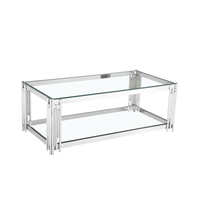 Table basse moderne en verre avec pieds dorés renforcés, design 2026, vente chaude, pour salon et bureau