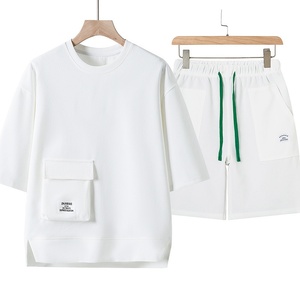 Nouvel ensemble de sport décontracté pour <span class=keywords><strong>homme</strong></span>, collection été : haut et short, 2 pièces, vente en gros, personnalisable avec logo, ensemble t-shirt et short pour <span class=keywords><strong>homme</strong></span> - Product Image 2