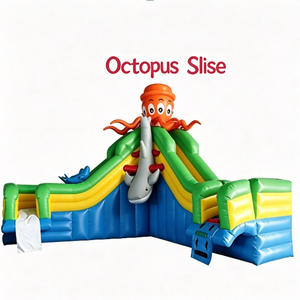Toboggan aquatique gonflable géant commercial, thème pingouin, dragon, requin, pieuvre, toboggan aquatique en PVC pour location de parc aquatique extérieur - Product Image 4