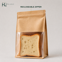 Sachet Doypack en Papier Kraft Qualité Alimentaire avec Fenêtre Transparente Imprimé Personnalisé, Fermeture Zip Refermable et Auto-scellante pour Emballage de Snacks et de Pain