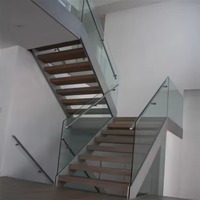 Escalier flottant de Foshan, marches d'escalier modernes, marches en bois invisibles, cantilever droit, marches en bois de chêne, escalier flottant