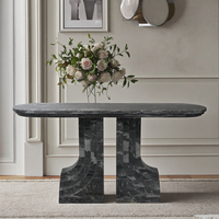 Meuble Console Décoratif en Pierre Design Vintage en Marbre Noir