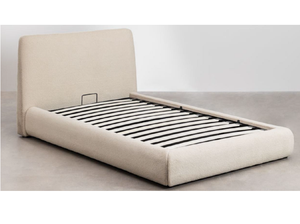 Кровать с изголовьем-козырьком и местом для хранения, светло-бежевая, для спальни - Product Image 5